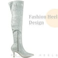thumbnail image 4 of Unique Bargains Glitter Pointed Toe Stiletto Heels Over the Knee Boots for Women, 4 of 5