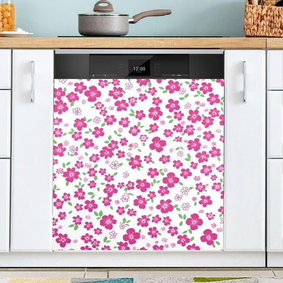 Ryvnso Floral Pattern Dishwasher Magnetic Refrigerator Magnet Cover Kitchen Home Decorative 23"x26"