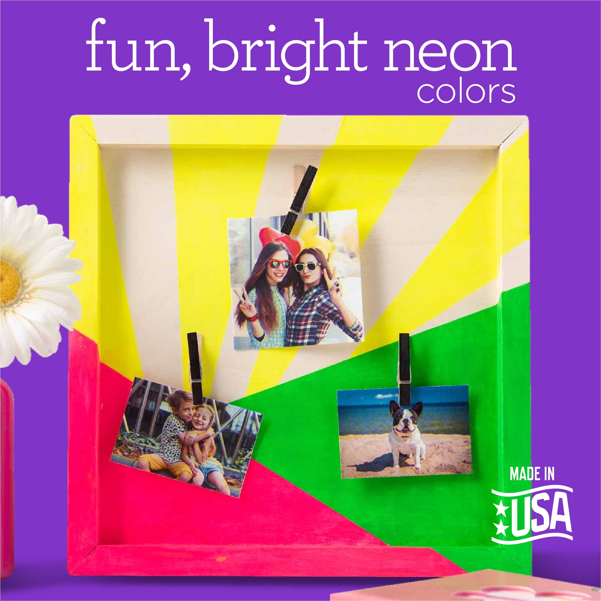 Apple Barrel Neon Acrylic Craft Paint Set, 13 Piece Set Including 4 Foam Brushes, 2 Mod Podge Sealers, and 7 Apple Barrel Paints