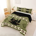 thumbnail image 2 of jejeloiu Lodge Wildlife Full Size Comforter Sets,Rustic Print Bedding Comforter Set For Boys,Green Cream,Black Reversible,3pcs,1 Comforter and 2 Pillowcases, 2 of 7