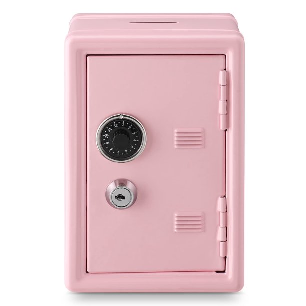 Younion Caja Fuerte Para Dinero Y Efectivo, Tamaño Mini, Caja Fuerte De Seguridad Para Dinero, Joyas Y Objetos De Valor, 4.6 X 4.2 X 6.9 Pulgadas, Color Rosa
