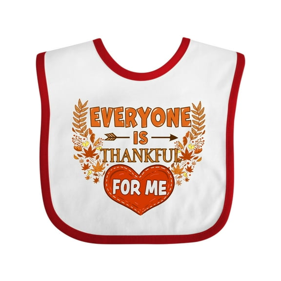Inktastic Everyone is Thankful for Me with Heart and Leaves Boys or Girls Baby Bib