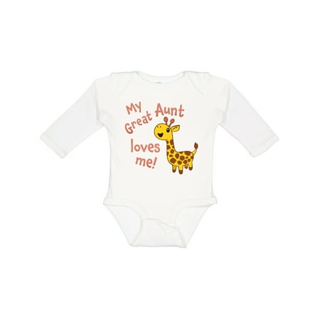 

Inktastic My Great Aunt Loves Me- Cute Giraffe Gift Baby Boy or Baby Girl Long Sleeve Bodysuit