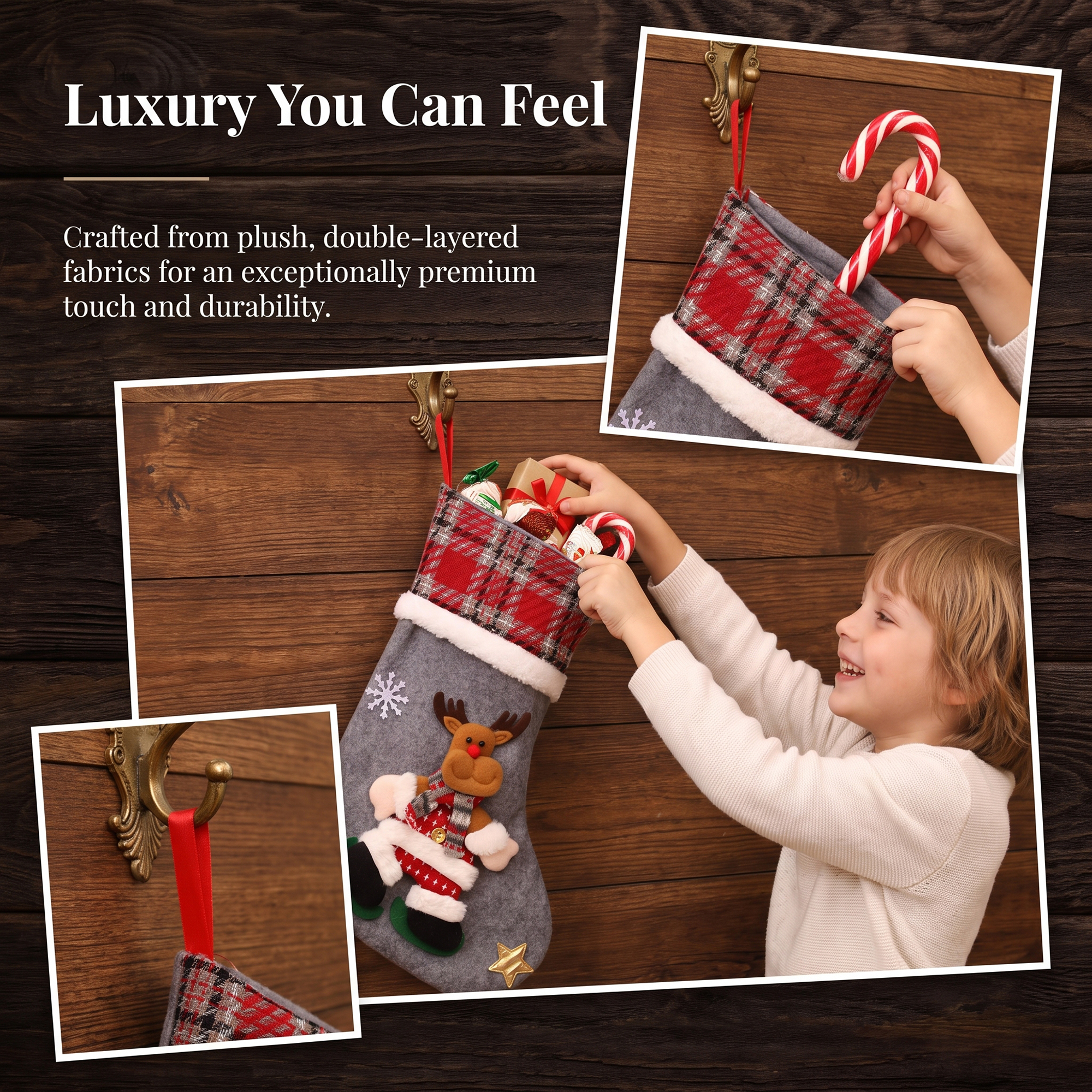Unique Bargains Adorable Mascot Christmas Stockings Cozy Winter Living Accents Deer 16"