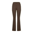 thumbnail image 4 of Scyoekwg Flare Yoga Pants for Women Casual High Waisted Sports Yoga Flare Pants With Pockets Solid Color Workout Exercise Yoga Trousers (Coffee,XXL), 4 of 5