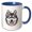 Blue/White, variant on 3drose, Siberian Husky Dog and Mountain Laurel Blossom, 11oz Two-tone Black Mug