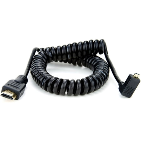 Atomos 50cm (19.68 ) Coiled Right-Angle Micro HDMI to Full HDMI Cable Extends Up to 25.59