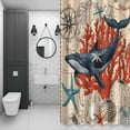 thumbnail image 4 of Whale Bathroom Shower Curtain, Coral Starfish Ocean Nautical Vintage Waterproof Washable Soft Bath Curtain for Bathtub Decor with 12 Hooks&Grommet, 48x72 Inch, 4 of 9