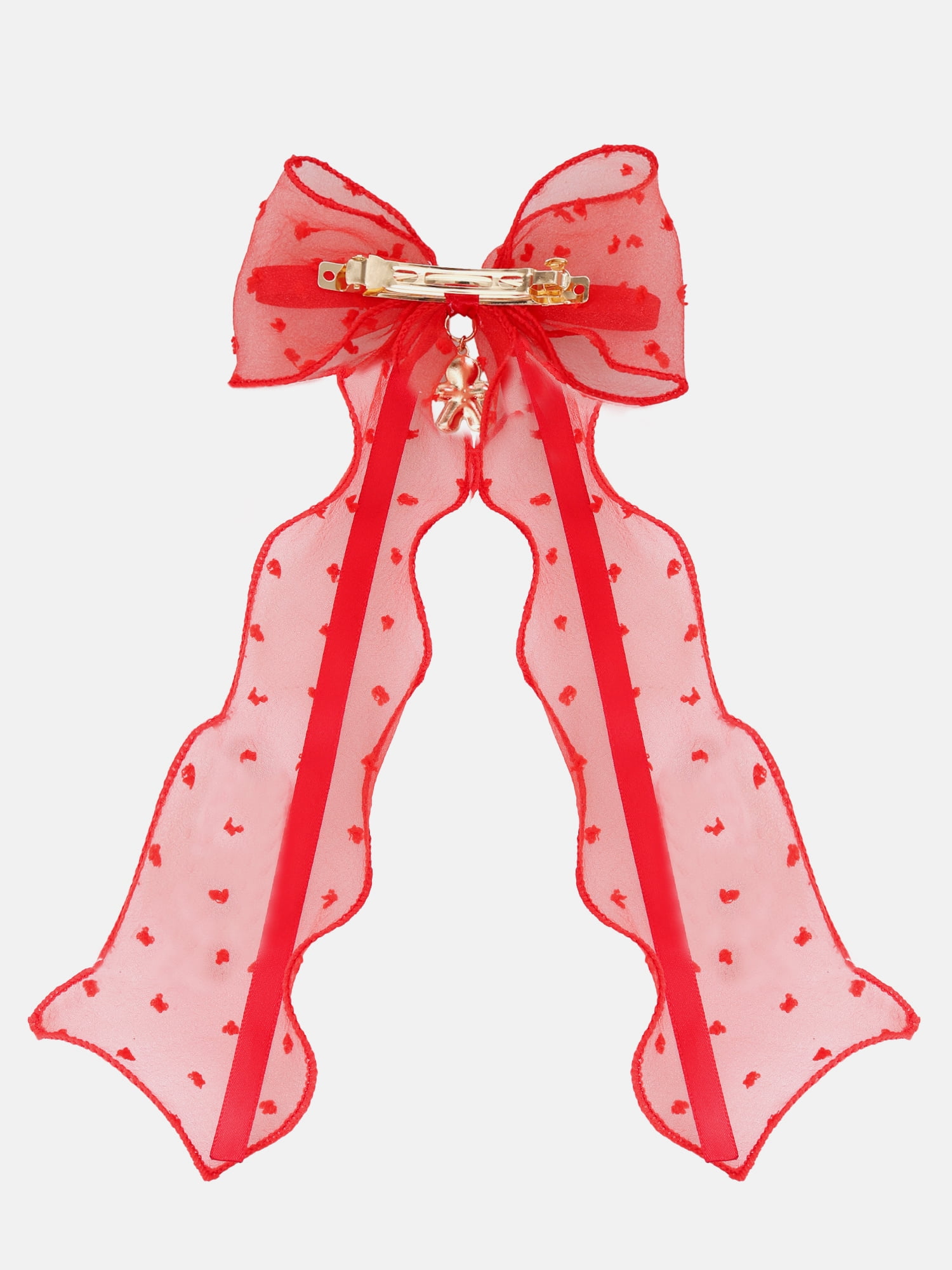 Way to Celebrate Women's Red Charm Ribbon Hair Bow, 1 Piece