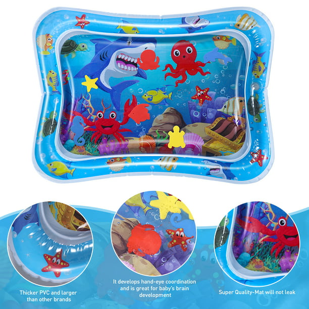Toyvian Tummy Time Baby Water Mat Infant Toy Inflatable Play Mat for 3 ...