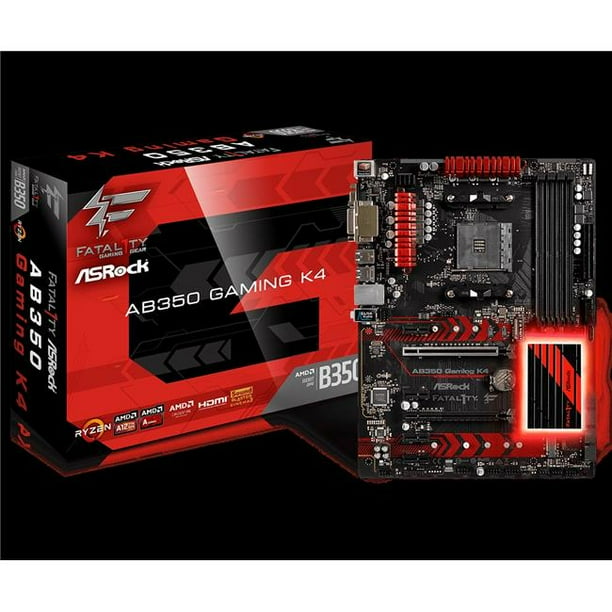 Asrock Ab350 Gaming K4 Sata 3 Usb 3 0 Socket Am4 Atx Motherboard Walmart Com Walmart Com