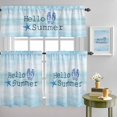 thumbnail image 4 of Hello Summer Starfish Flip Flops Curtain Tier and Valance Set 3 Piece, Blue Gradient 3-inch Rod Pocket Window Tier Curtains Valance for Kitchen Living Room, 4 of 9