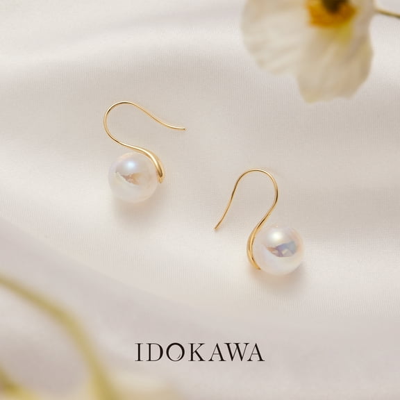IDOKAWA Pearl Earrings For Women 925 Sterling Silver Hypoallergenic Drop Dangle Earrings Classic Jewelry Gifts For Anniversaries Wedding Graduation Party(High Heel Shape)