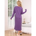 thumbnail image 4 of DARING DIVA Women's Long Sleeve Long Soft Button Down Nightshirt S Purple, 4 of 7