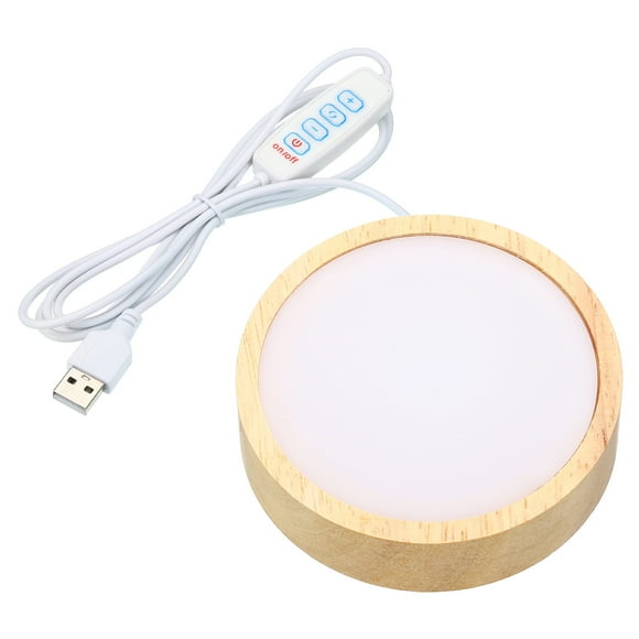 Base de luz LED de madera de 3.1" Uxcell, 2 piezas de soporte de luz de madera para cristal 3D, 3 colores de luz