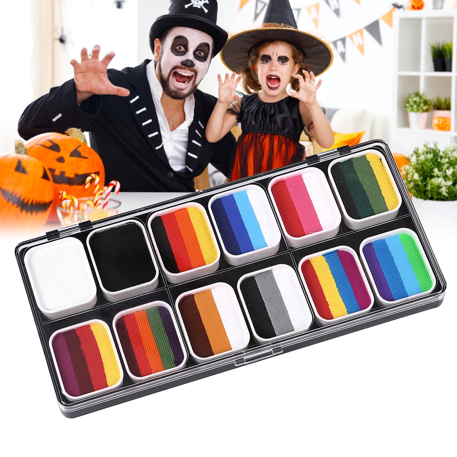 Cosmetic cream,Set Professional Split 8 Paintbrushes 10 With 8 Paintbrushes Water And Body Split Cakes With Colors Set Professional Paint Palette Set 10 Stencils 2 Non-toxic Water
