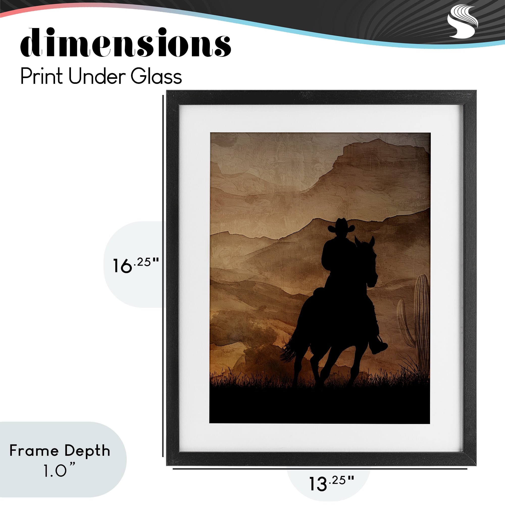 Stupell Industries Cowboy's Sunset Ride Black Framed Print Under Glass, design by Kim Allen