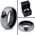 thumbnail image 4 of Tungsten Paw Print Heart Shaped Band Ring 8mm Men Women Comfort Fit Black Dome Brushed Gray Polished, 4 of 4
