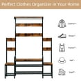 thumbnail image 6 of Walsunny Hall Tree Coat Rack with Bench Shoe Storage 71"H Closet Organizer Freestanding for Entryway Hallway Living Room Brown, 6 of 7