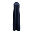 thumbnail image 7 of Smsaxvxz Summer Dresses for Women Fashion Solid Crew Neck Sleeveless Casual Loose Ice Silk Crinkle Flared Maxi Dress Navy 3XL, 7 of 7