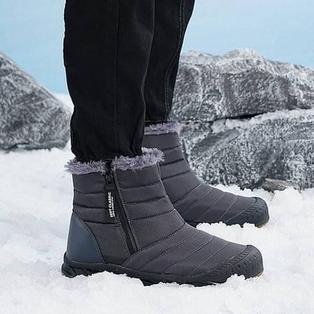 

Tejiojio Womens Zippered Snow Boots Men Shoes Solid Color Winter Keep Warm Woolen Casual Zipper Short Boots