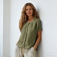 thumbnail image 5 of Kelon Short Sleeve Womens Linen Cotton Tops Vacation Casual Outfits Blouses Dressy Casual Summer Outfits 2026, 5 of 9