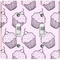 thumbnail image 1 of Metal Light Switch Wall Plate Outlet Cover (Cupcake Sprinkles Dessert Treat Pink Pattern - Double Toggle), 1 of 2