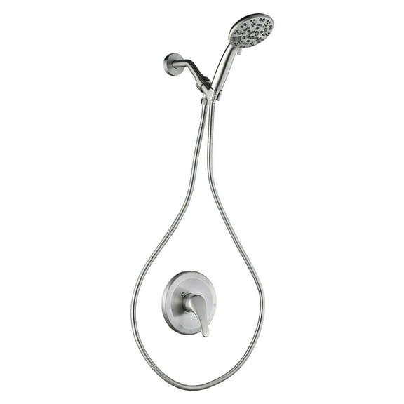 Wowow Single Handle 7-Spray Shower Faucet 1.8 GPM with Detachable Handheld Shower Head in Brushed Nickel