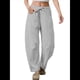 thumbnail image 2 of Pantalones Deportivos para Mujer con Cintura Elástica, Pierna y Cordón Ajustable, Estilo Palazzo Informal con Bolsillos. Gris XL, 2 of 6