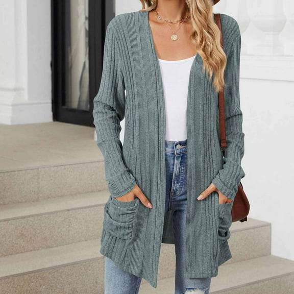 Cardigans for Women with Pockets Fall Loose Long Sleeve Solid Color Casual Wool Sweater Tops New Sweater Open Outwears