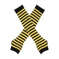 thumbnail image 2 of Eosunjian 1 Pair Women Striped Fingerless Gloves Knitted Elbow Mittens for Winter Soft Stretchy Arm Warmers Christmas Gift BlackYellow, 2 of 13