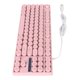 thumbnail image 4 of Teclado para juegos USB redondo 87 teclas colorido retroiluminado ergonómico mecánico táctil teclado con cable para escritorio portátil PC rosa, 4 of 5