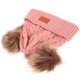 thumbnail image 3 of EeaseMX Gorro de punto con doble pompón para niños y niñas, cálido, de ganchillo, para otoño e invierno (rosa piel), 3 of 7