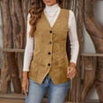 thumbnail image 4 of Dasayo Corduroy Womens Vests Outerwear Business Work Yellow Blazer Open Front Suit Vest Women Coat M, 4 of 9