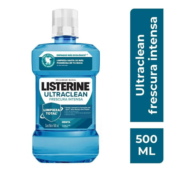 Enjuague bucal Listerine ultraclean frescura intensa sabor menta 500 ml