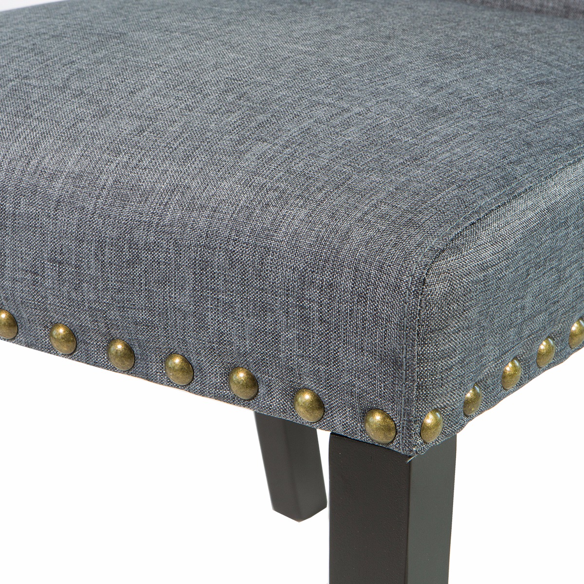 Barton 2pcs Parson Dining Chair Armless Side Chair High-Backrest w/ Nailhead Trim, Grey
