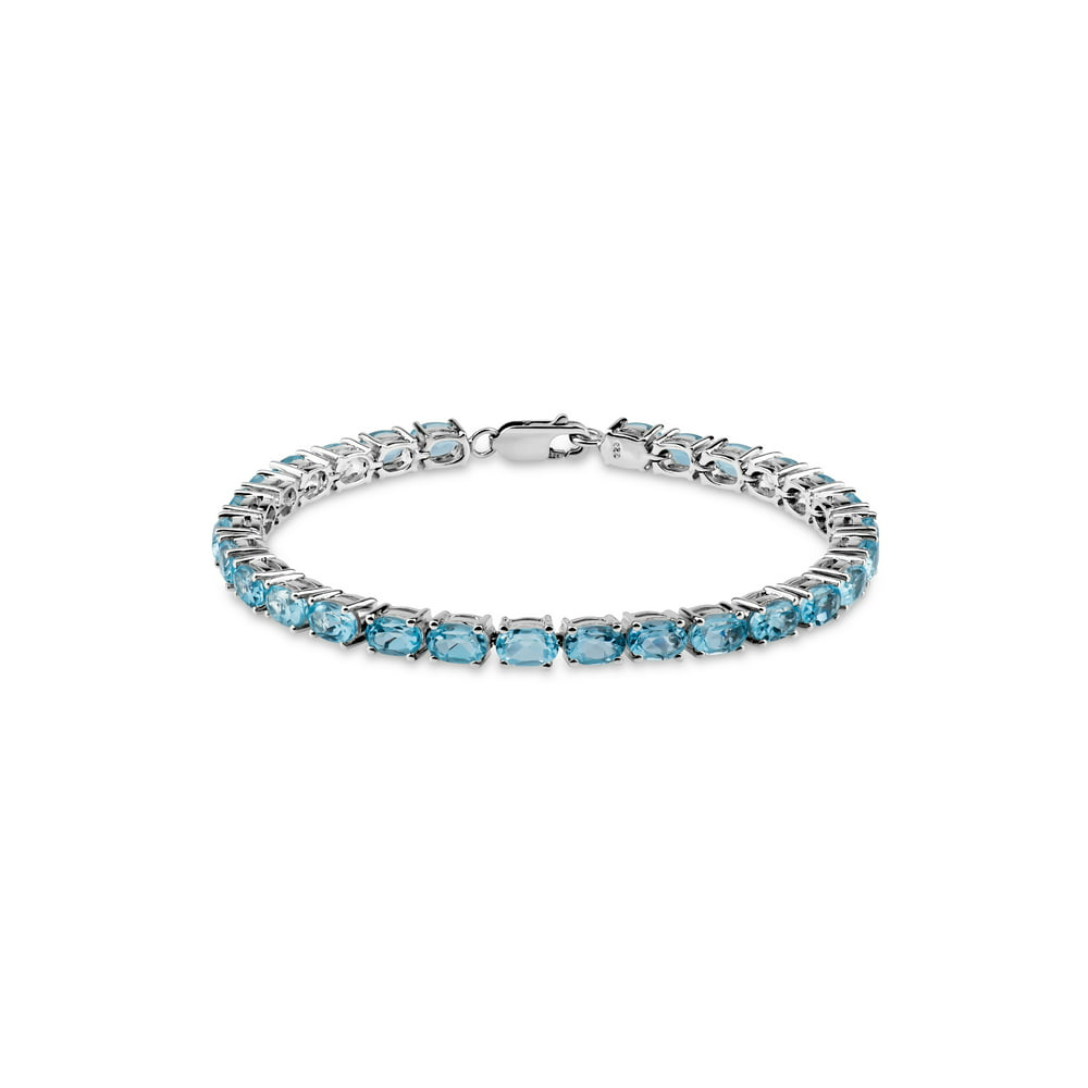 Forever New - 13.36 Carat T.G.W. Blue Topaz Sterling Silver Oval Tennis ...