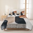 thumbnail image 3 of King Quilt Set 96''x106'', Black Brown Abstract Art Lightweight Summer Bedspread Coverlet Set with 2 Pillow Shams, Modern Geometric Luxury Breathable All Season Quilt Bedding for Bedroom/Guest Room, 3 of 9