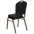 thumbnail image 4 of BizChair 4 Pack Crown Back Stacking Banquet Chair in Black Patterned Fabric - Gold Vein Frame, 4 of 7