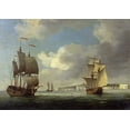 thumbnail image 2 of Brooking, Charles 24x18 Black Ornate Wood Framed with Double Matting Museum Art Print Titled - Shipping Off the South Coast of England, 2 of 4