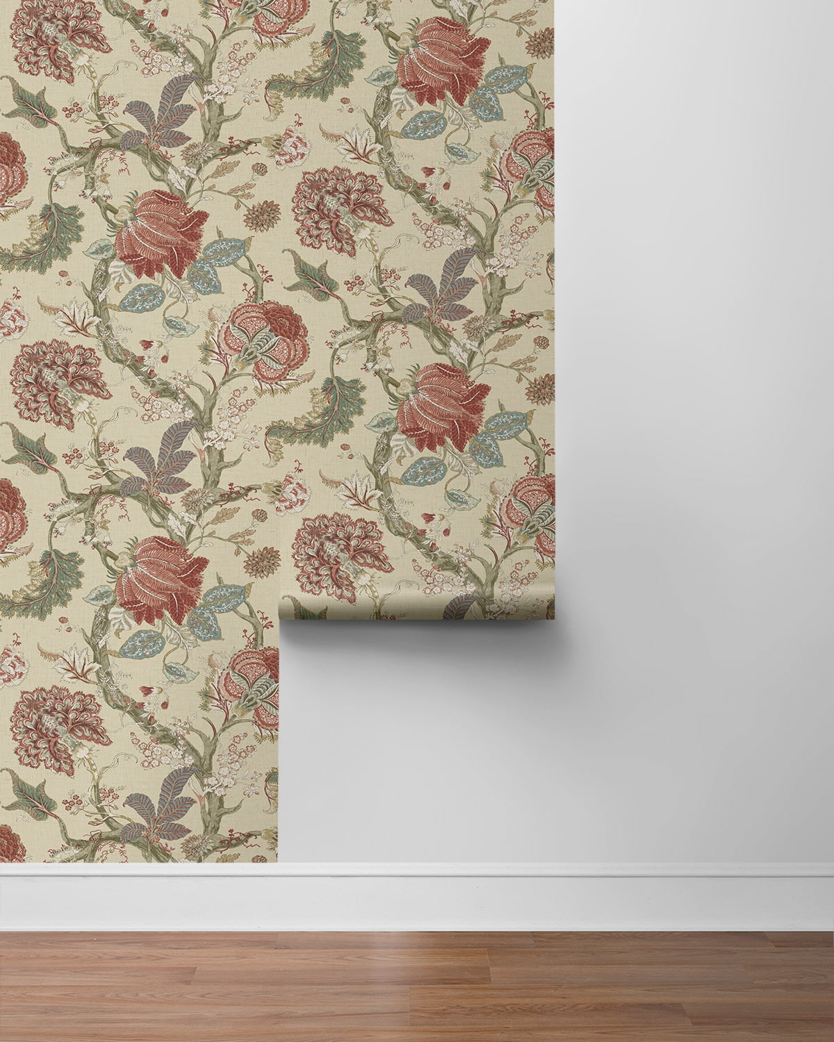 Harry & Grace Pine & Rosewood Jacobean Trail Premium Matte Non-Woven Peel and Stick Wallpaper - 20.5 in. W x 18 ft. L Roll