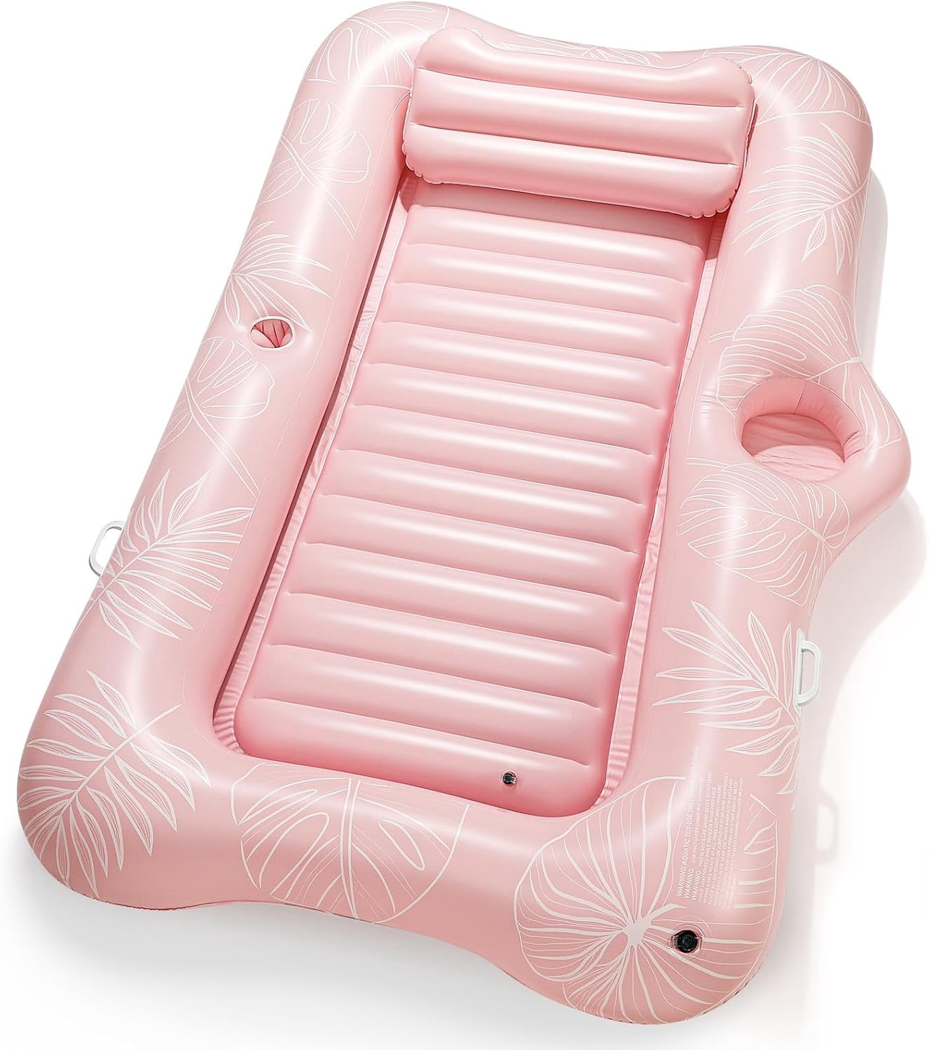 Inflatable Tanning Pool Lounger Float, Suntan Tub for Adults, Blow Up Sunbathing Pool with Integrated Pillow and Cup Holder, Heavy Duty Tanning Bed for Backyard Lake Beach