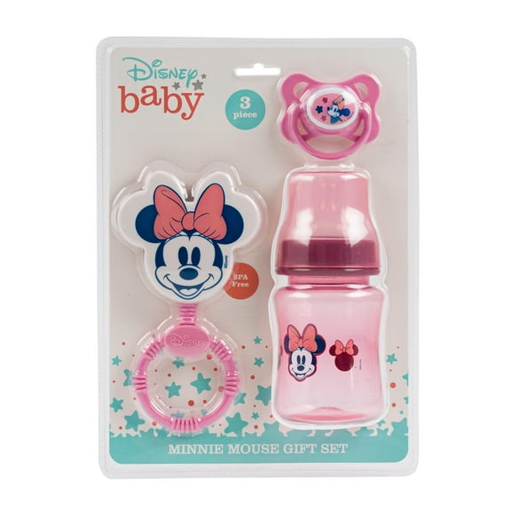 Disney Minnie Mouse 3pc Rattle Bottle Pacifier Baby Set