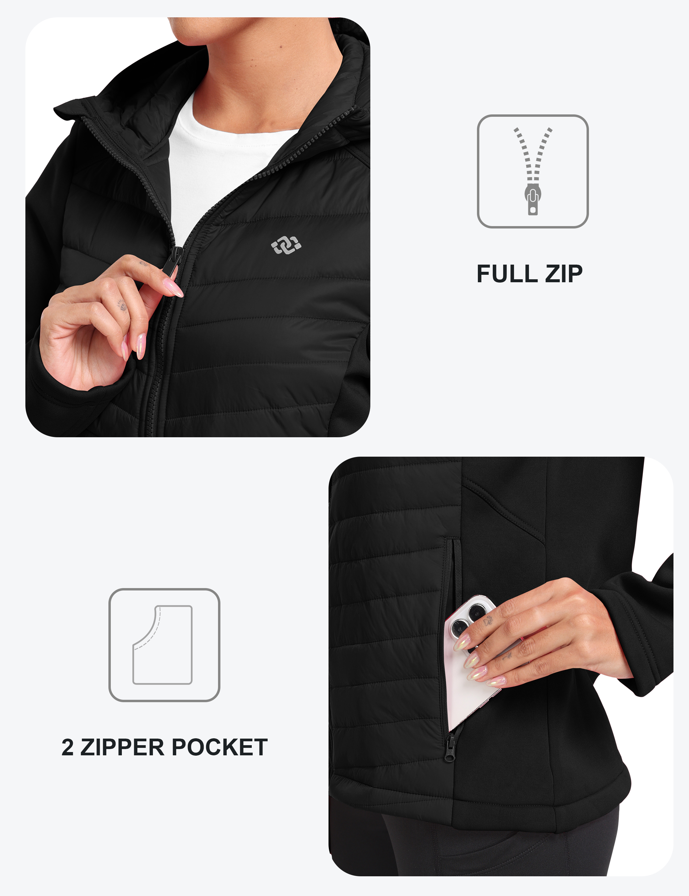 YIRUIYA Women's Fleece-Lined Hybrid Puffer Jacket photo 7