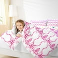 thumbnail image 4 of jejeloiu Kawaii Ribbon Bow Bedding Comforter Set,Cute Bowtie Bowknot Twin Comforter Sets,White Pink Bedding Set For Kids,Microfiber Bedroom Decor Reversible,2 Pieces, 4 of 8