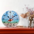 thumbnail image 2 of SKYSONIC Flamingo is Walking Along The Seashore Wall Clock 10 Inch Silent Non Ticking Round Clock Oil Painting Clock Easy to Read Clock for Living Room Bedroom Bathroom Home Decor, 2 of 7