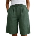 thumbnail image 2 of Casual Shorts for Women High Waist Loose Summer Bermuda Pants with Button Comfortable Solid Color Womens Shorts Green XL, 2 of 6