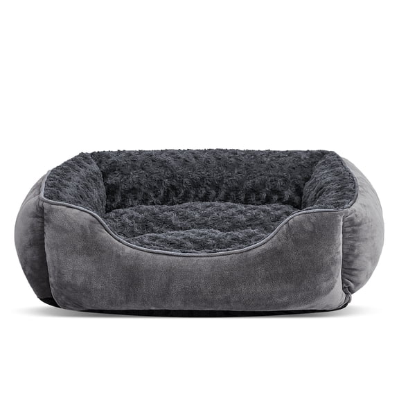 Small Dog Beds Washable, Soft Puppy Bed, Cat Beds for Indoor Cats, Rectangle Pet Beds with Anti Slip Bottom, Gray, 20"×19"×6"