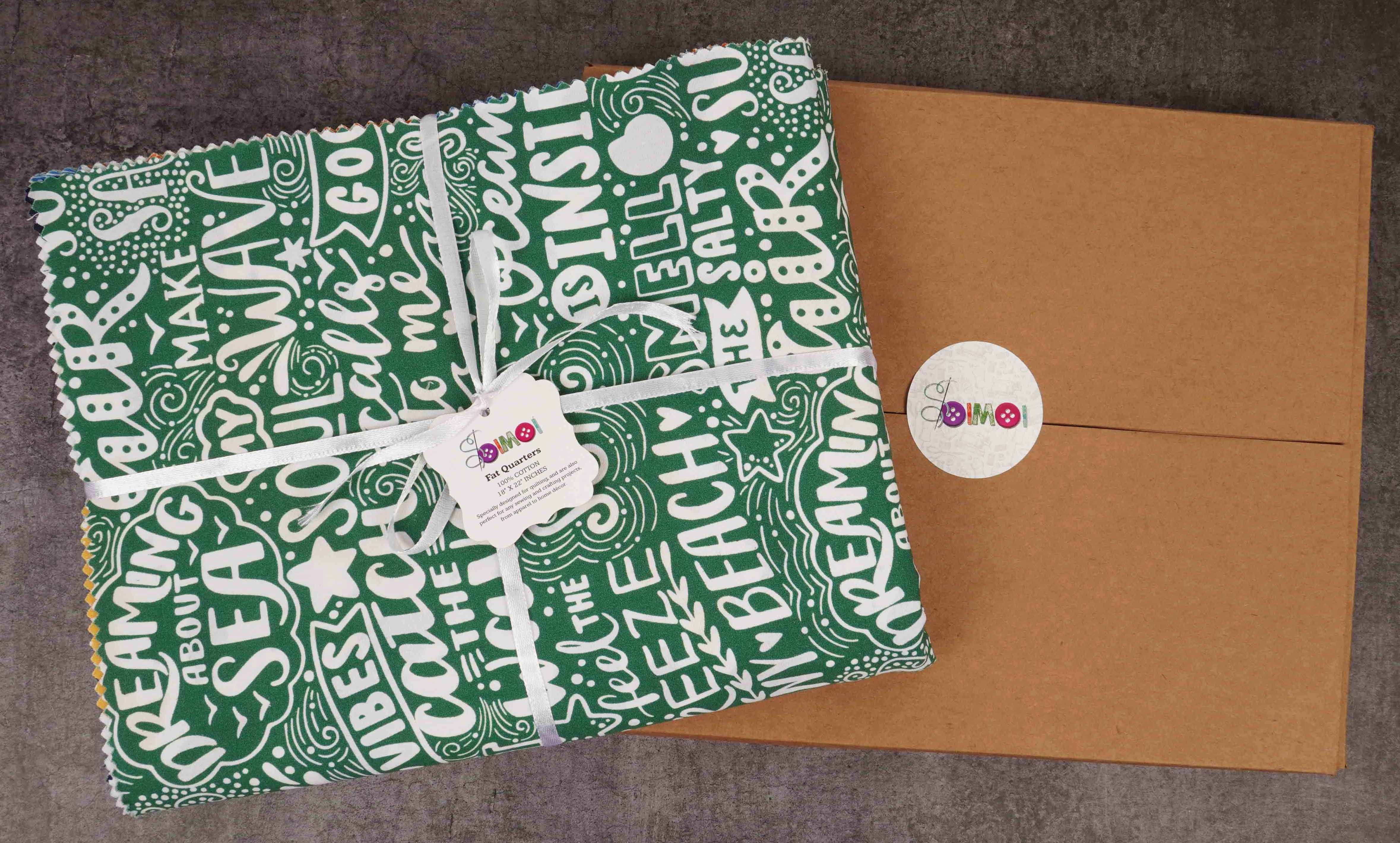 Soimoi 16 Pc Fat Quarter Bundle OceanPrint 18"x 22"DIY Patchwork-100% CottonPre-Cut Quilting Fabric Blue & Green