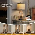 thumbnail image 2 of Table Lamp for Living Room, Farmhouse Lamps Set of 2 with USB A+C and Nightlight, 26" Rustic Bedside Lamps with 3-Way Dimmable Touch Control, Nightstand Lamp for Bedroom Decor, Wood Grain, 2 of 14